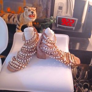 JEFFREY CAMPBELL PEARL ROSE GOLD SUEDE SHOES 9.5